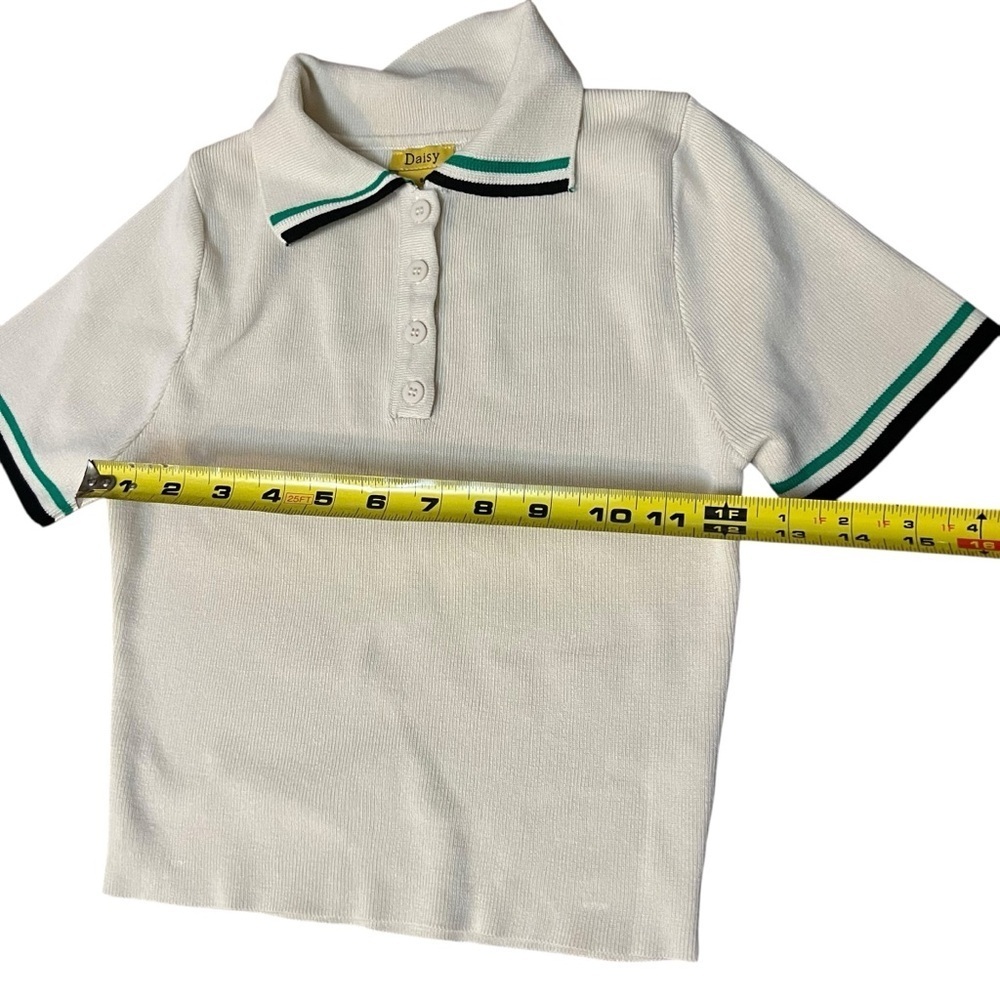 Daisy|Girls 2-Piece Knit Set -Polo Top & Pleated Skort- Cream/Ivory -Size S - Picture 8 of 10